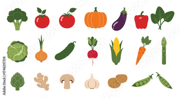 Fototapeta A vibrant collection of fresh healthy vegetables suitable for healthy eating and cooking.