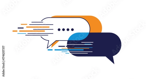 Obraz The exchange of ideas through digital communication and online conversation.