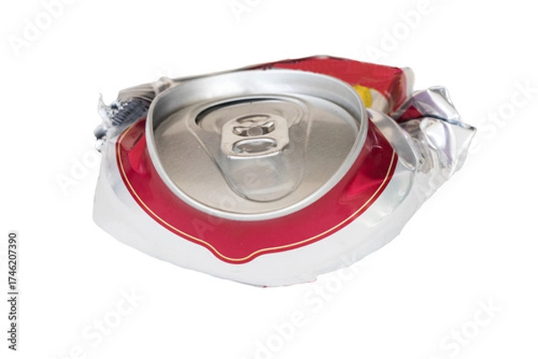 Fototapeta can beverage water drinks recycle garbage arrangement flat lay style 