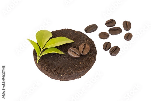 Fototapeta coffee residue from fresh roasted coffee and beans arrangement flat lay style 