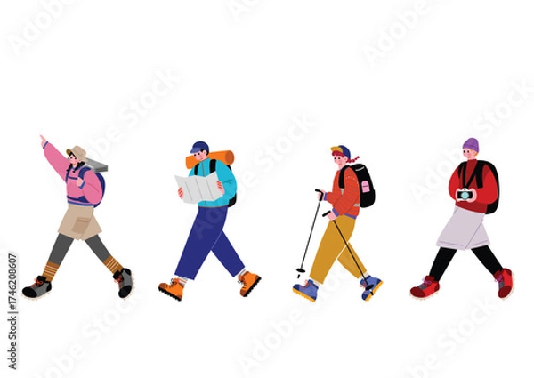 Obraz 登山を楽しむ男女