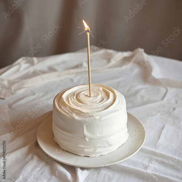 Obraz chocolate cake with candle