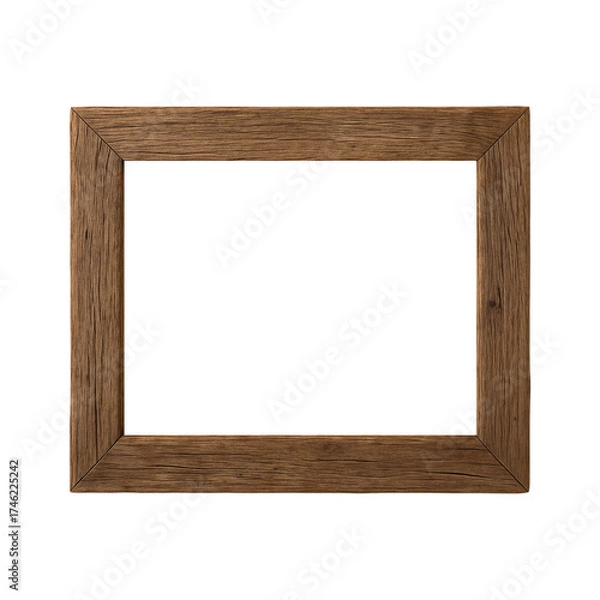 Obraz Rustic wooden picture frame with mitered corners high quality PNG file isolated on transparent background