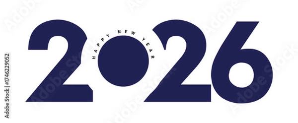 Fototapeta Happy New Year 2026 Colorful Greeting Banner poster post design White Background