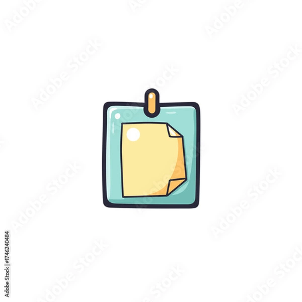 Fototapeta Colorful note pinned on a wall with adhesive tab  