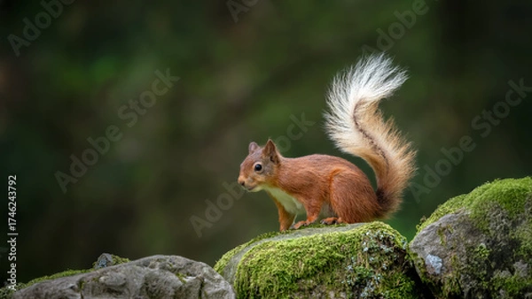 Obraz Eichhörnchen (Sciurus vulgaris), Eichkater, Eichkatze, Eichkätzchen, Hörnchen, Baumfuchs, Eichhalm, Katteker, Eichkatzerl, Baumkobold oder Waldkobold