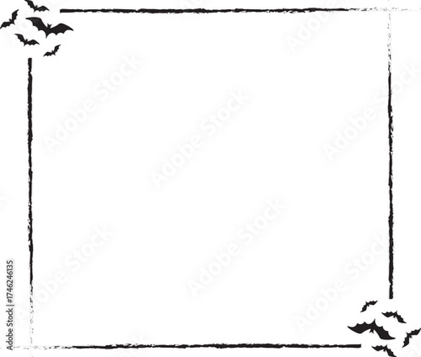 Fototapeta Halloween Bats Frame , Flying Bats Border Design	