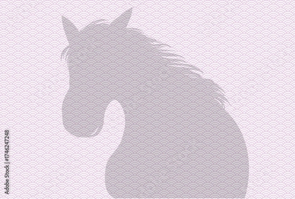 Fototapeta 馬のシルエット・年賀状の背景よう午年