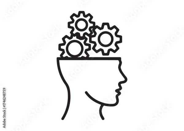 Fototapeta Gears in head line art vector