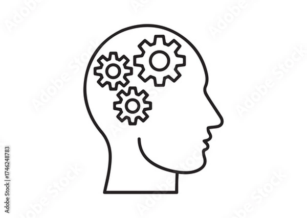 Fototapeta Gears in head line art vector