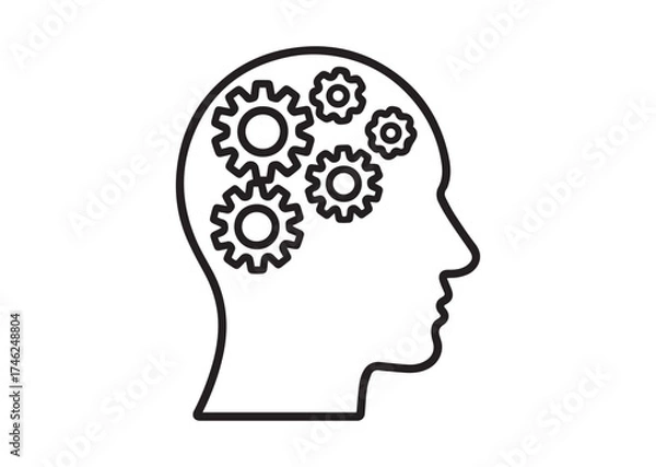 Fototapeta Gears in head line art vector