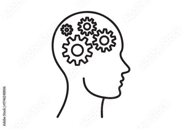 Fototapeta Gears in head line art vector