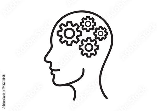 Fototapeta Gears in head line art vector