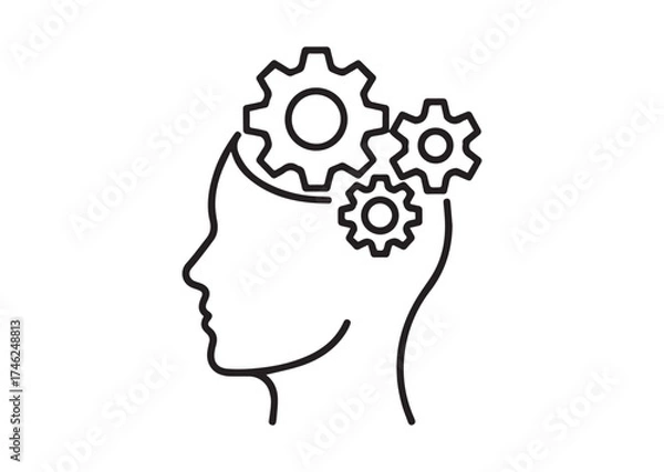 Fototapeta Gears in head line art vector
