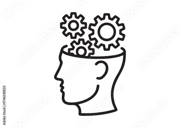 Fototapeta Gears in head line art vector