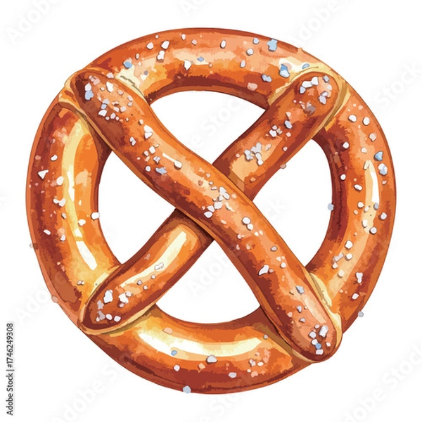 Obraz プレッツェルのパンの水彩風イラスト　生成AI