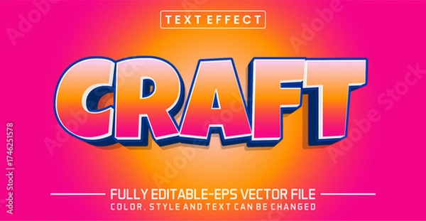 Fototapeta Craft font Text effect editable
