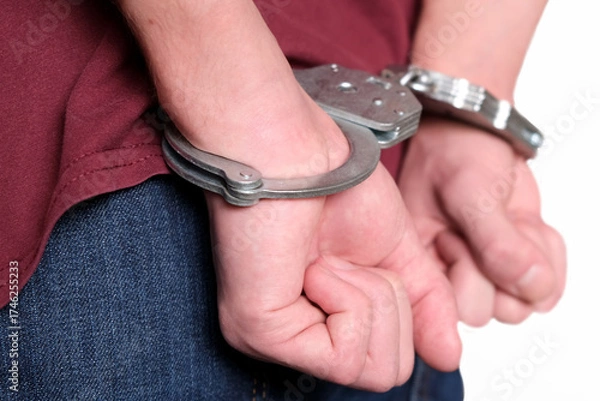 Fototapeta Handcuffed individuals in escalating situations face significant risks and challenges