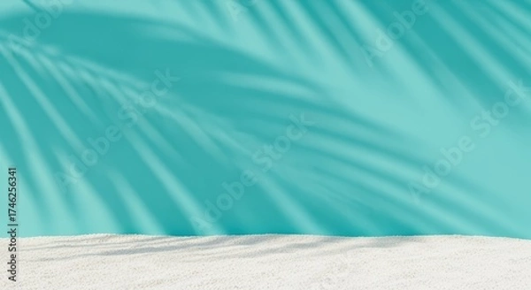 Fototapeta Serene turquoise abstract with flowing shapes and lines, evoking a peaceful, tranquil atmosphere.