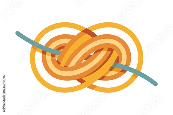 Fototapeta Abstract illustration of a complex knot with orange and blue strands