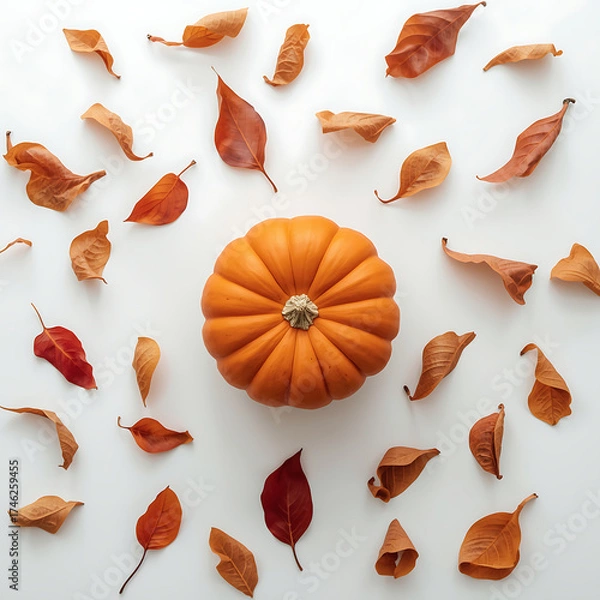 Obraz autumn leaves on white background