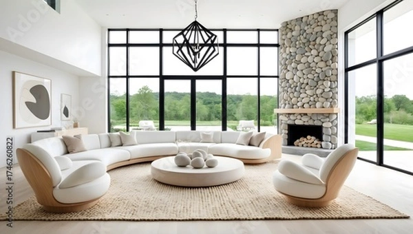 Obraz Bright and Airy Open Concept Living Area