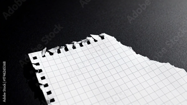 Fototapeta Torn grid paper on dark surface
