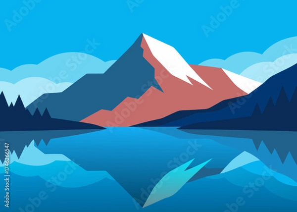 Obraz serene mountain lake reflection landscape background