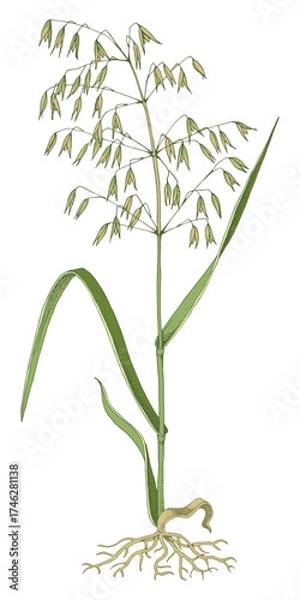 Fototapeta Forage grass for pasture and hay vector set