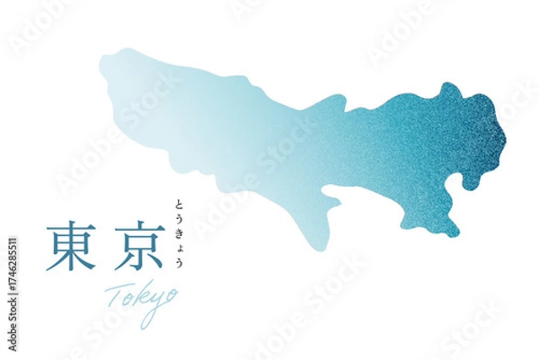 Fototapeta 東京都 地図 Tokyo map ノイズグラデーション テクスチャ