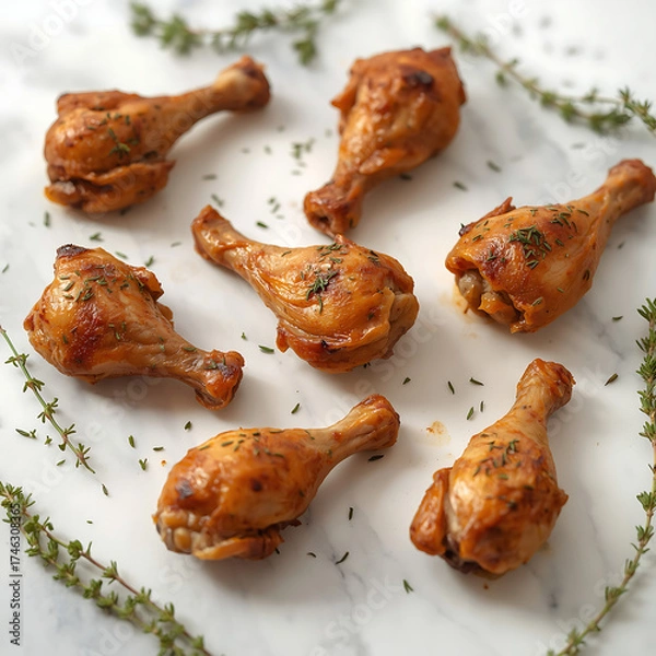 Obraz fried chicken wings with sauce