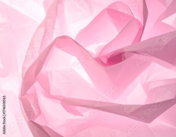 Fototapeta Abstract image of gently folded, illuminated, translucent pink paper