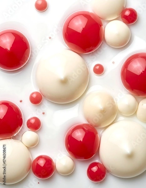 Obraz Abstract image of red and white rounded shapes on a reflective surface