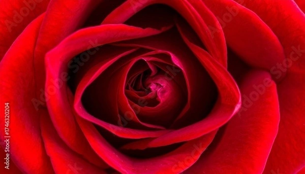 Fototapeta Macro closeup of a beautiful red rose flower bloom petal symbolizes love and romance in nature