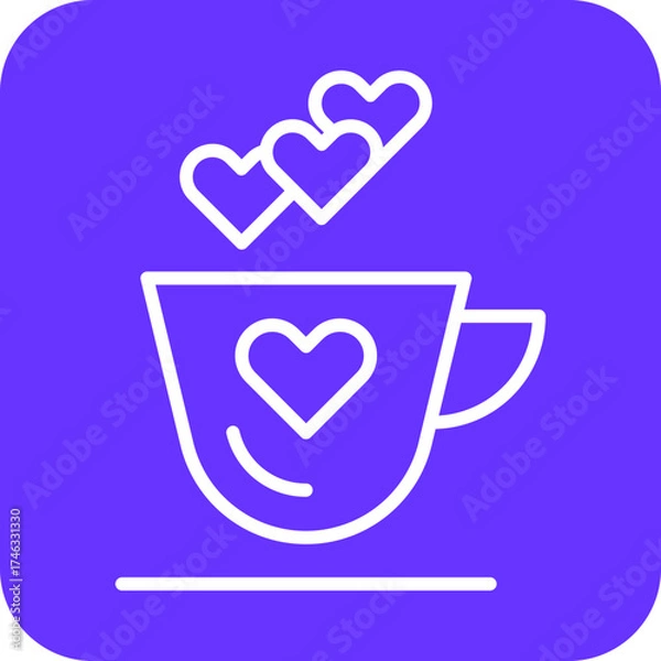 Fototapeta Coffee Heart Icon Style