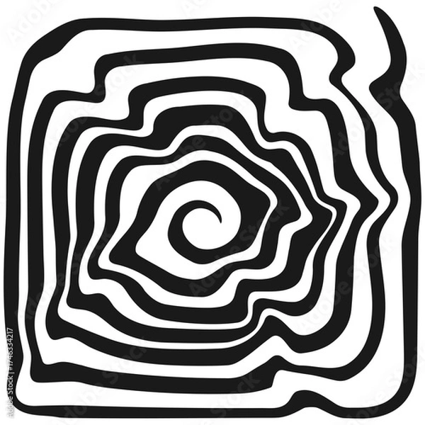 Fototapeta Retro Background with Spiral Black Lines, Monochrome, Minimalism, Psychedelic Art, Aesthetic, Groovy Poster, Stripes, Vintage