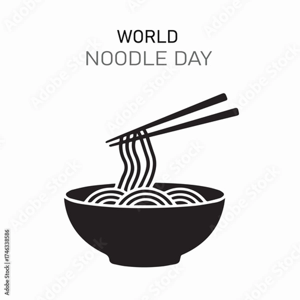 Fototapeta World Noodle Day Illustration with Chopsticks and Noodles