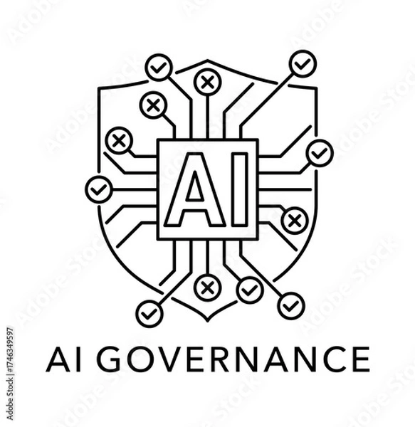 Obraz AI Governance Icon, Legal Regulations, Artificial Intelligence Policy