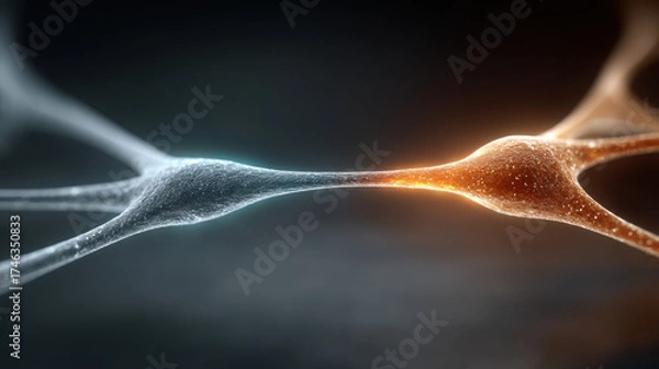 Fototapeta Bifurcation point in human destiny illustrated by an abstract neural network with glowing paths