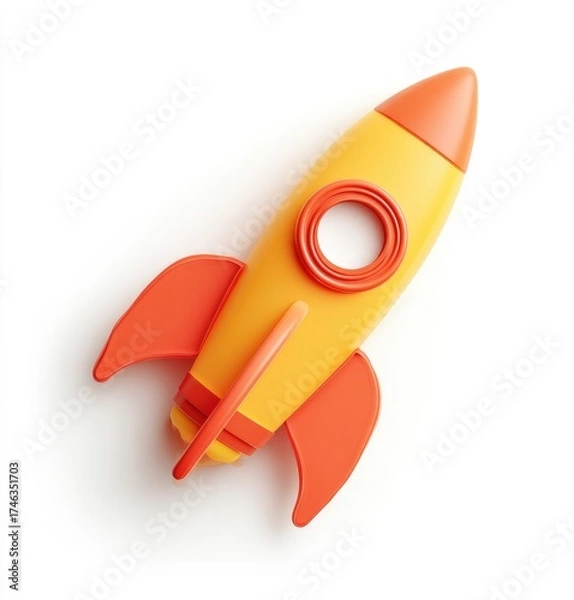 Obraz Rocket toy launching action child's playroom photograph bright environment top view imagination and adventure