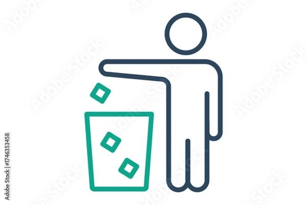 Fototapeta Waste sign. line icon style. icon related to environmental. zero waste elements vector illustration