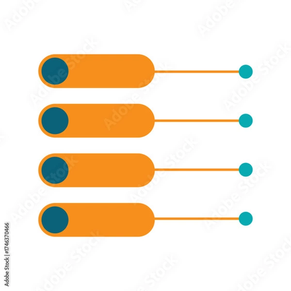 Obraz Simple infographic design with horizontal step layout in orange and blue tones, great for illustrating sequences, progress, or planning stages.