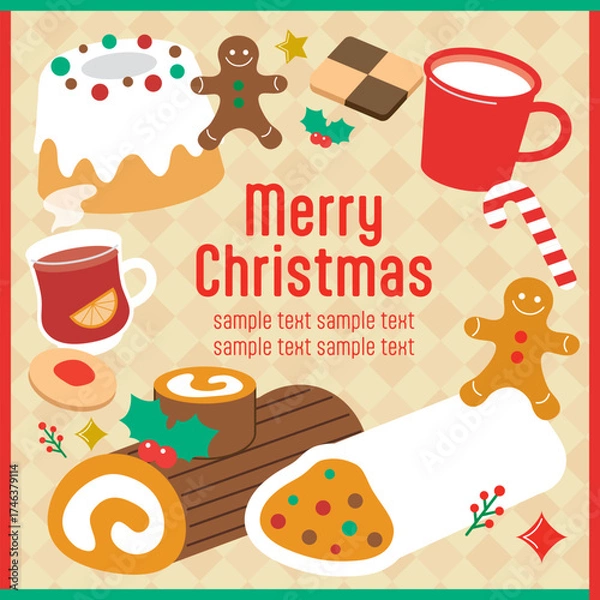 Obraz クリスマスのお菓子フレーム