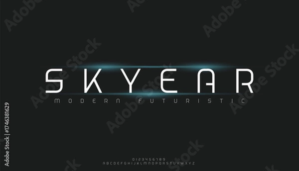 Fototapeta Abstract technology font. Thin segment line font, minimalist type for modern futuristic logo, elegant monogram, digital device and hud graphic. Minimal style letters, vector typography design.

