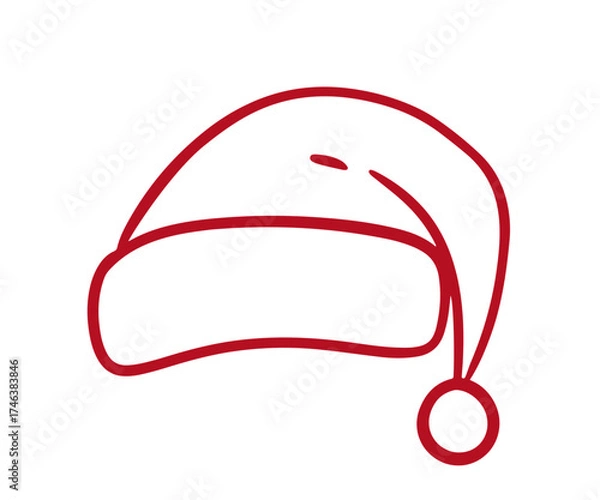 Fototapeta Vector Santa Claus Red Hat outline icon sketch 