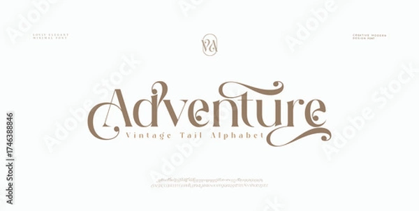 Fototapeta Elegant Font Uppercase Lowercase And Number. Minimal modern urban fonts for logo, brand etc. Typography typeface uppercase lowercase and number. vector illustration
