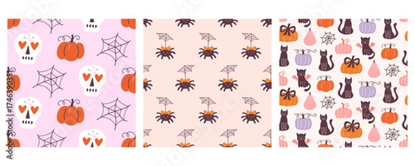 Fototapeta Halloween Cute Vector Seamless Patterns Collection