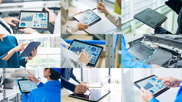 Obraz Collage of people using tablets in various situations