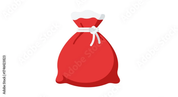Fototapeta Red gift bag with white trim and bow isolated on white background