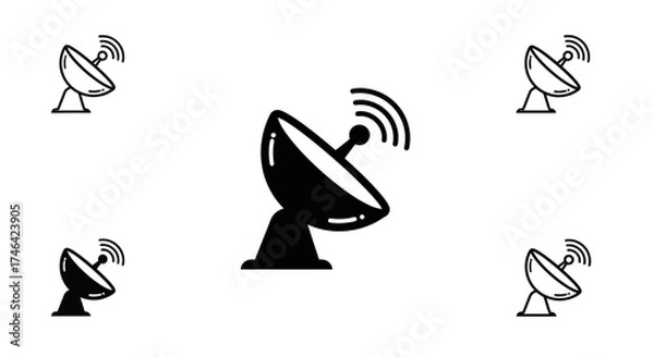 Fototapeta Satellite dish icons on white background technology and communication
